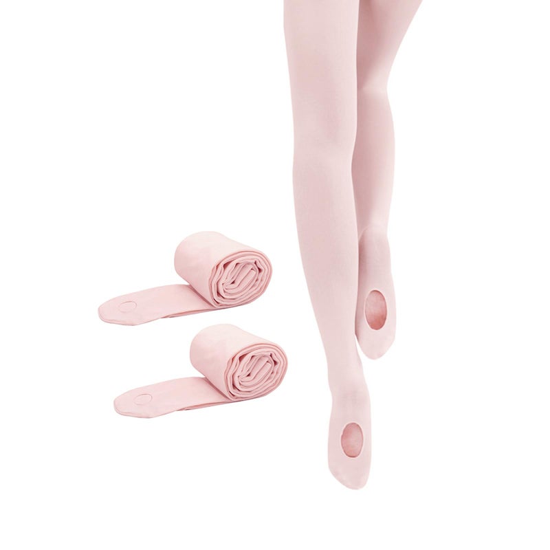 PAPPNTI Girls' Ultra Soft Pro Dance Tights Ballet Transition Daily Student Tights (Toddler/Little Kid/Big Kid) Pink 2 Pairs S(2-4 Years) - Image 1